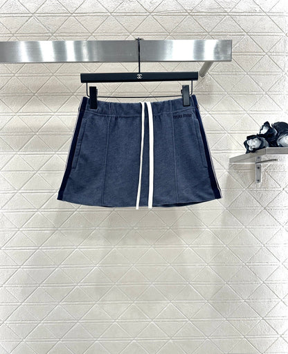 25fw Color blocking jacket short skirt set