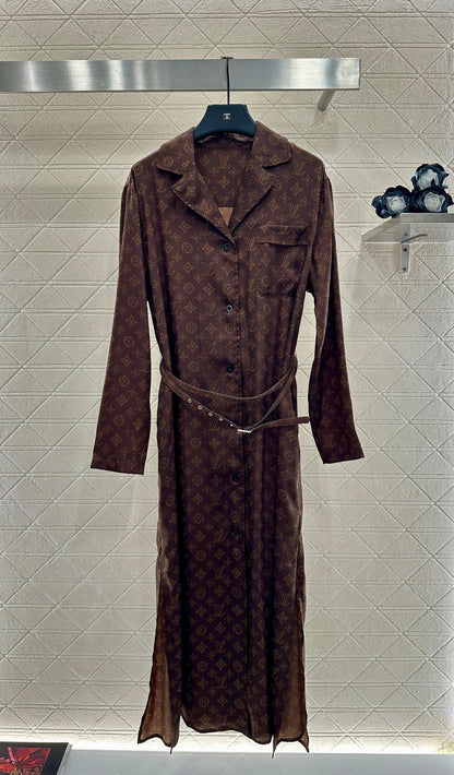 Printed belt lining dress