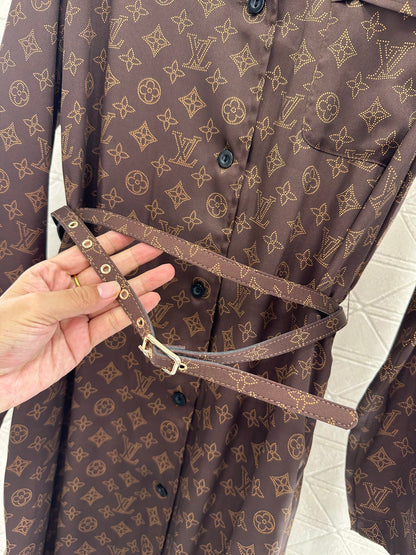 Printed belt lining dress