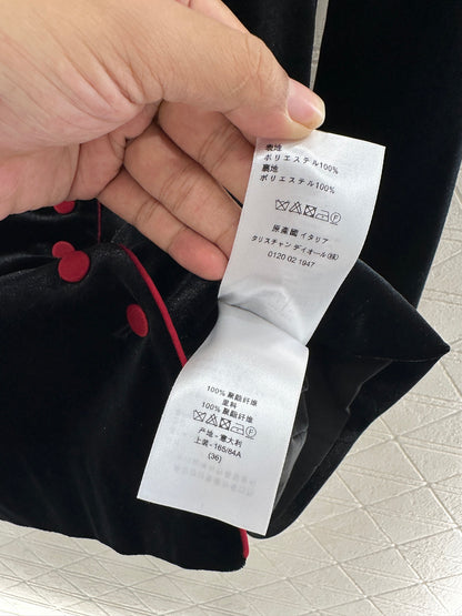 Standing collar velvet medium length coat