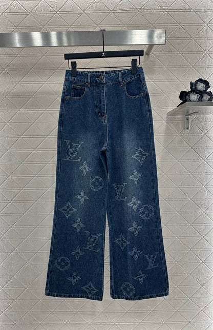 Laser printed denim pants