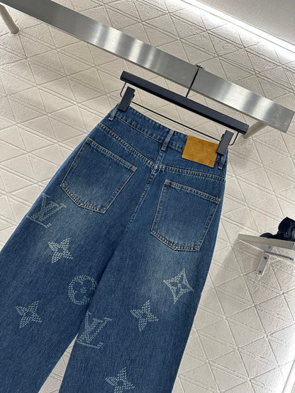 Laser printed denim pants