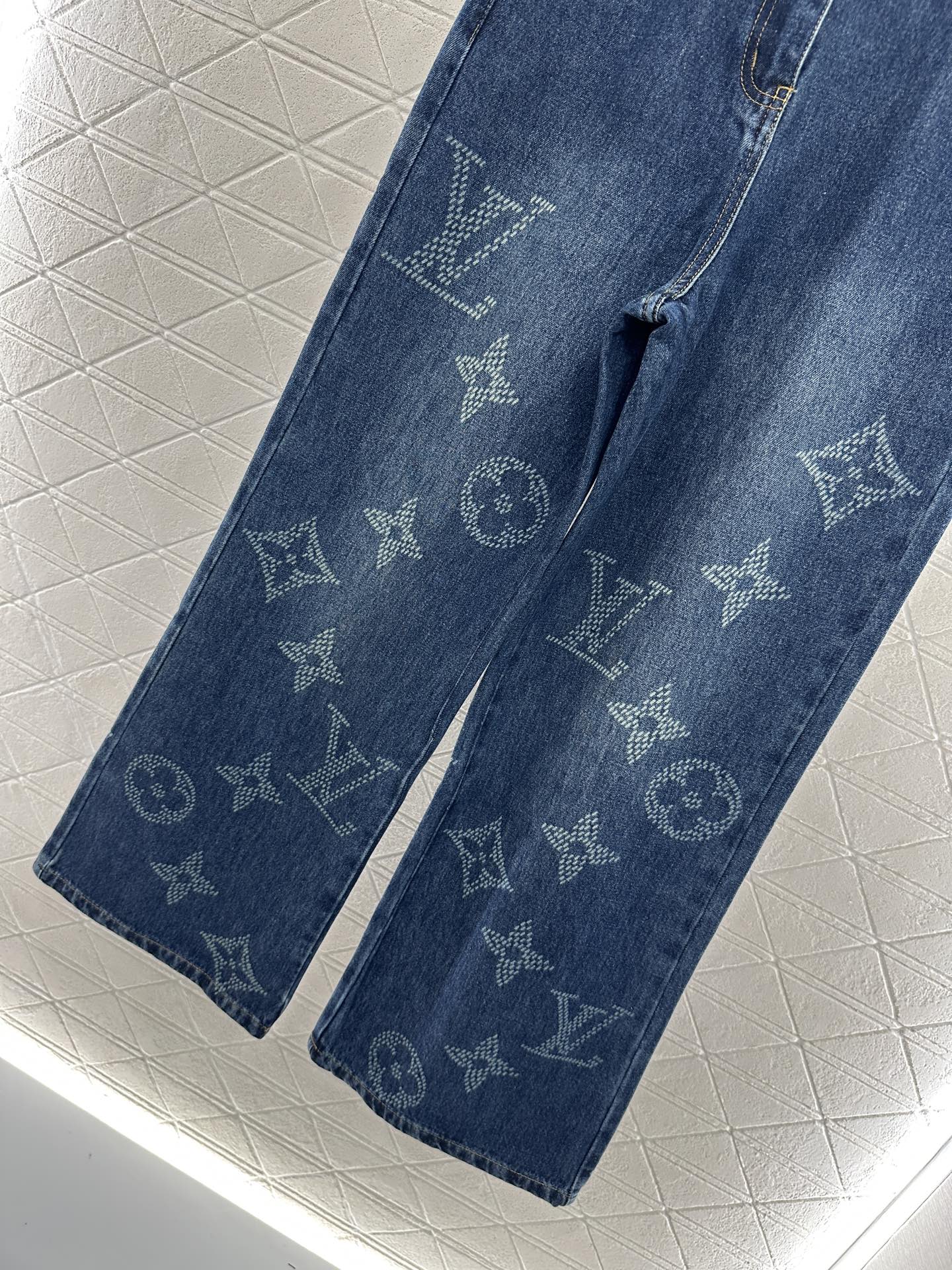 Laser printed denim pants