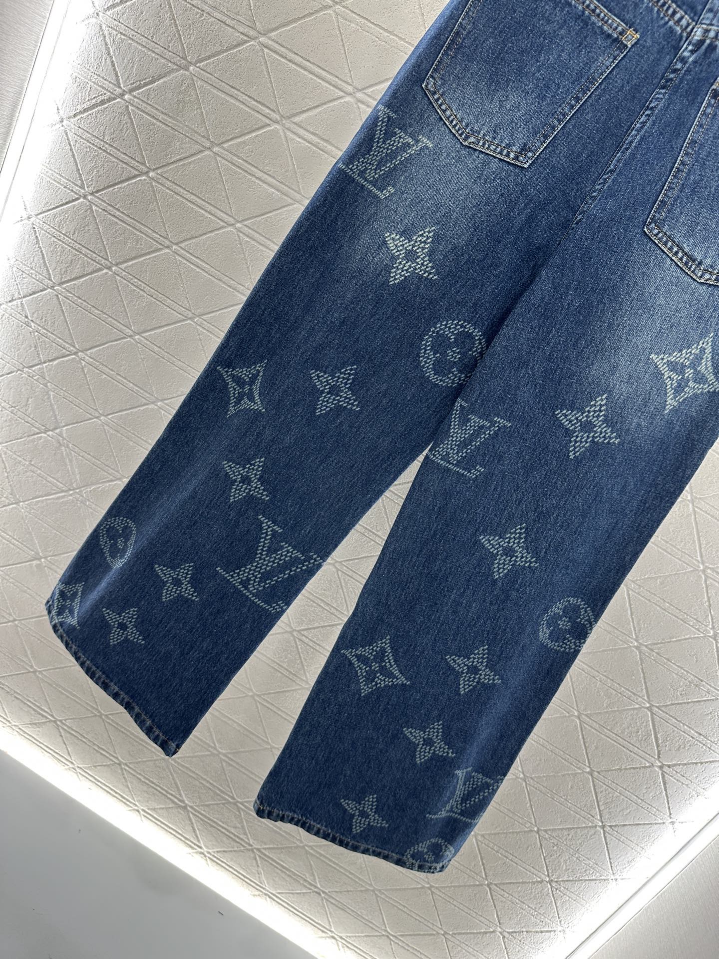 Laser printed denim pants