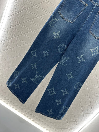Laser printed denim pants