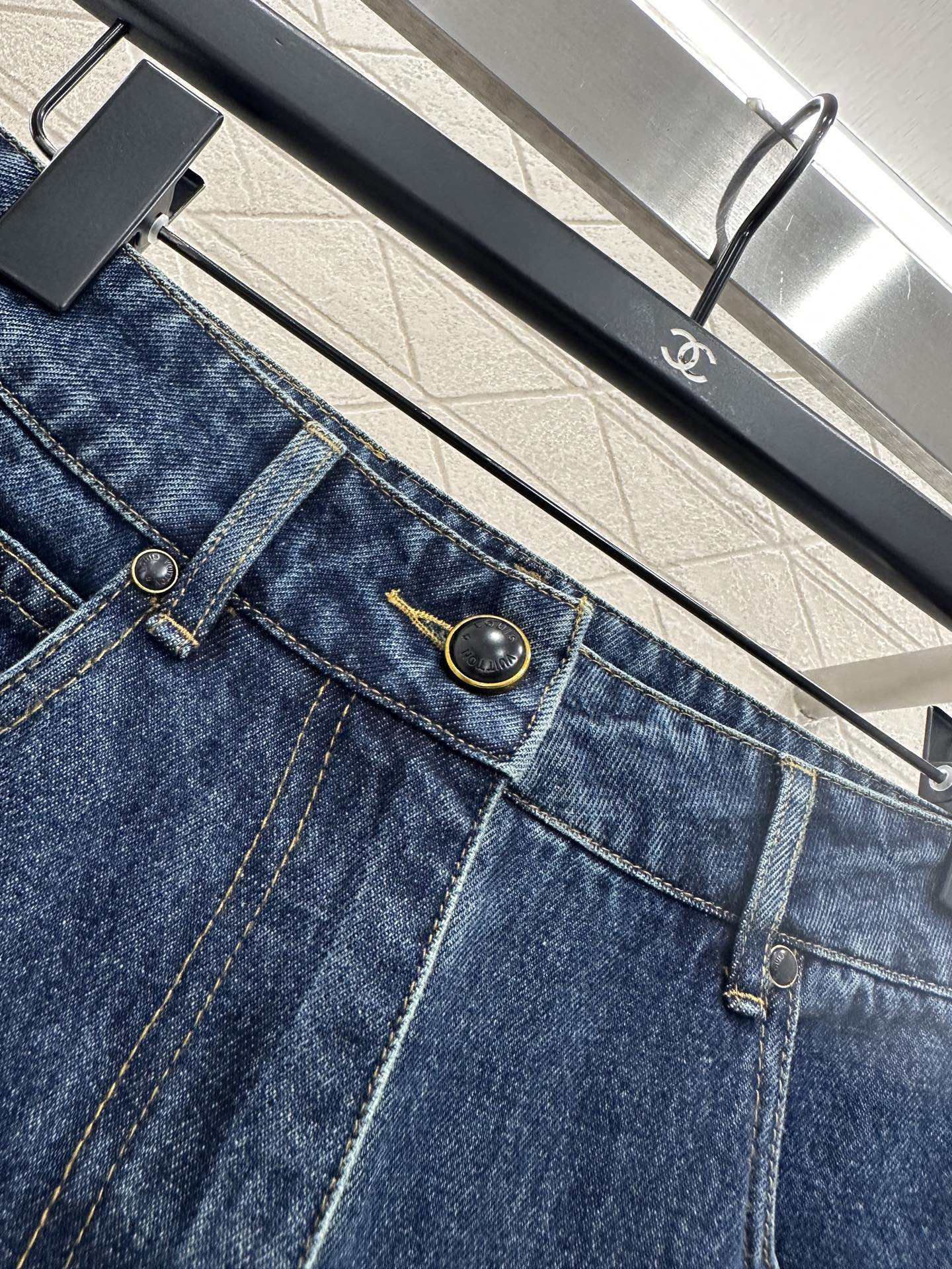 Laser printed denim pants