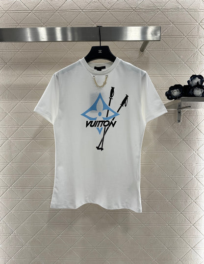 Chain round neck printed T-shirt