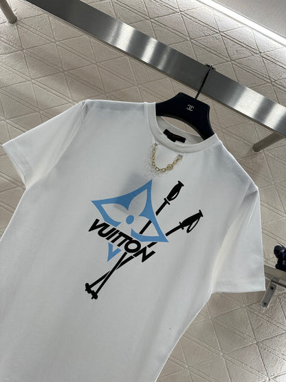 Chain round neck printed T-shirt