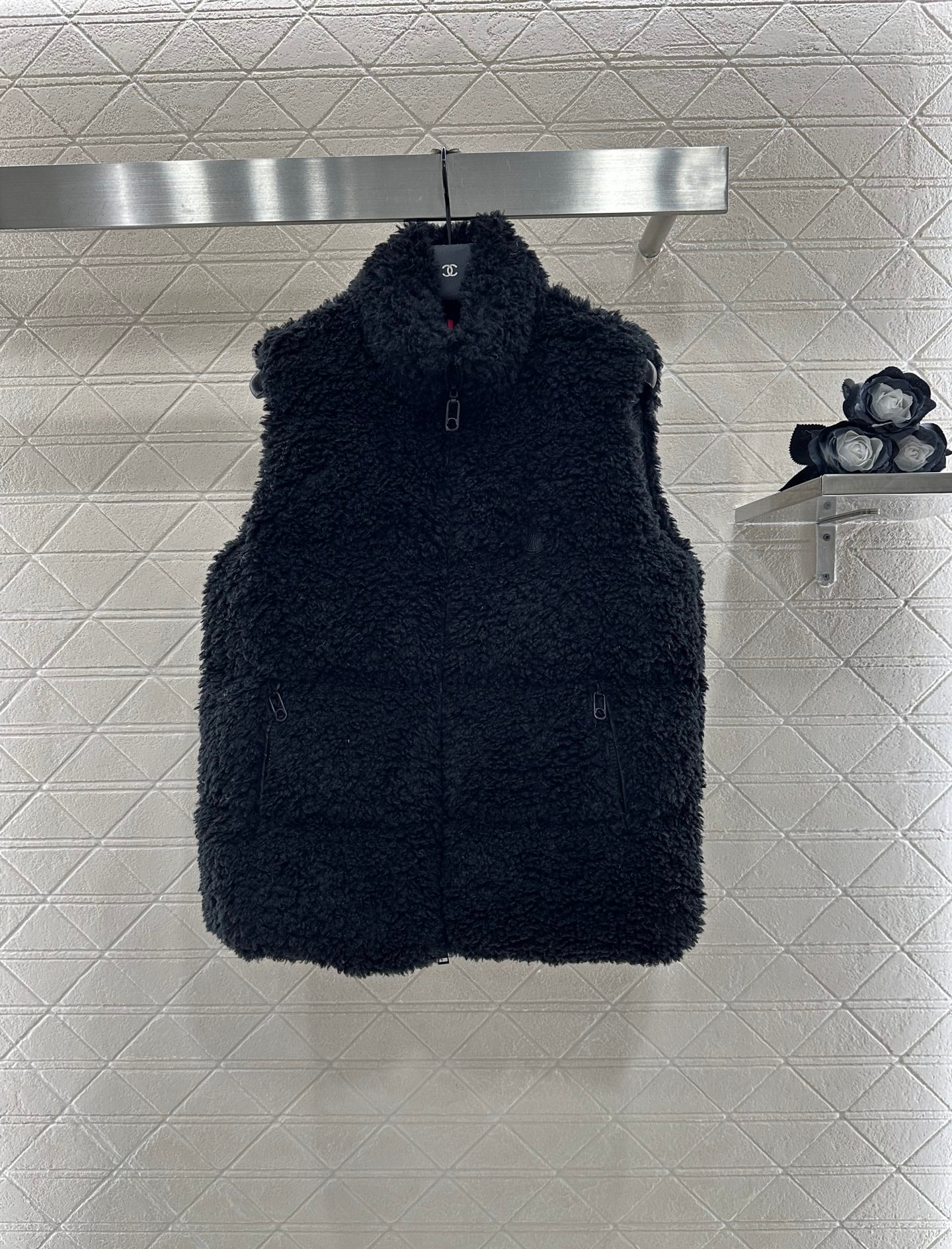 Teddy plush zipper down vest