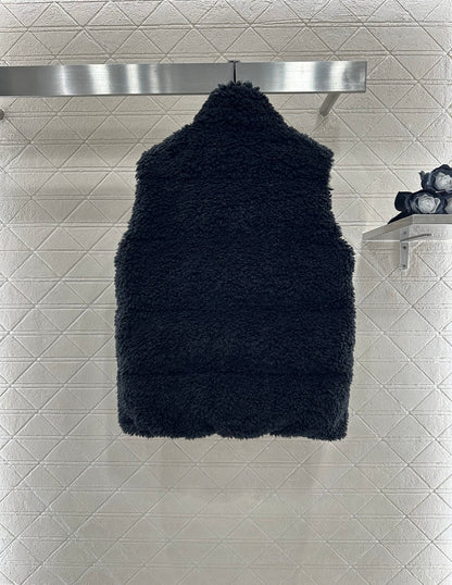 Teddy plush zipper down vest