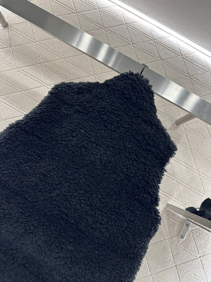 Teddy plush zipper down vest