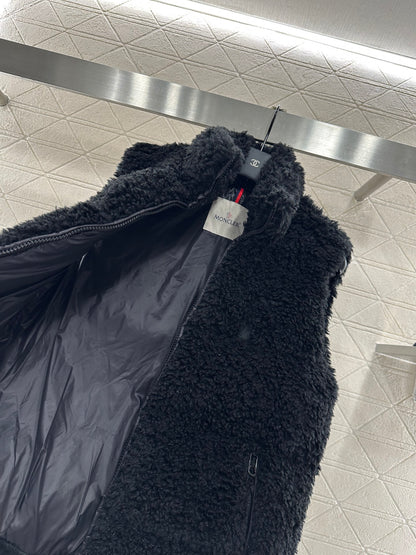 Teddy plush zipper down vest