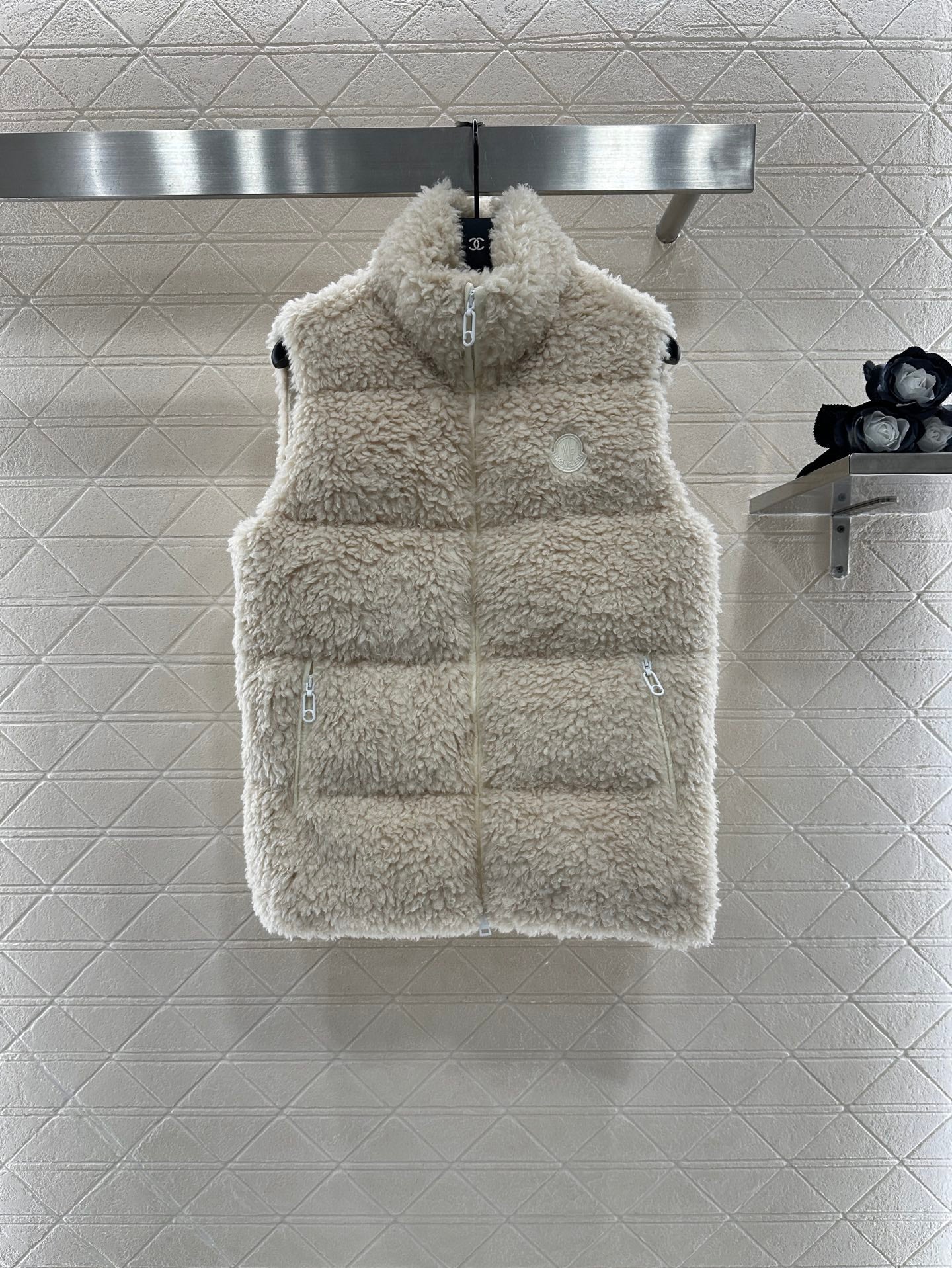 Teddy plush zipper down vest