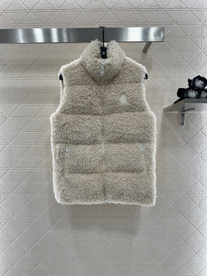 Teddy plush zipper down vest