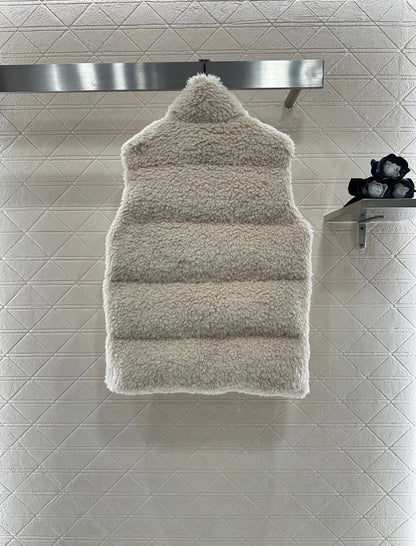 Teddy plush zipper down vest