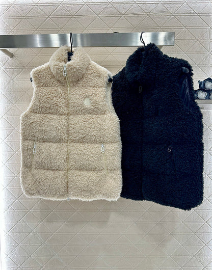 Teddy plush zipper down vest
