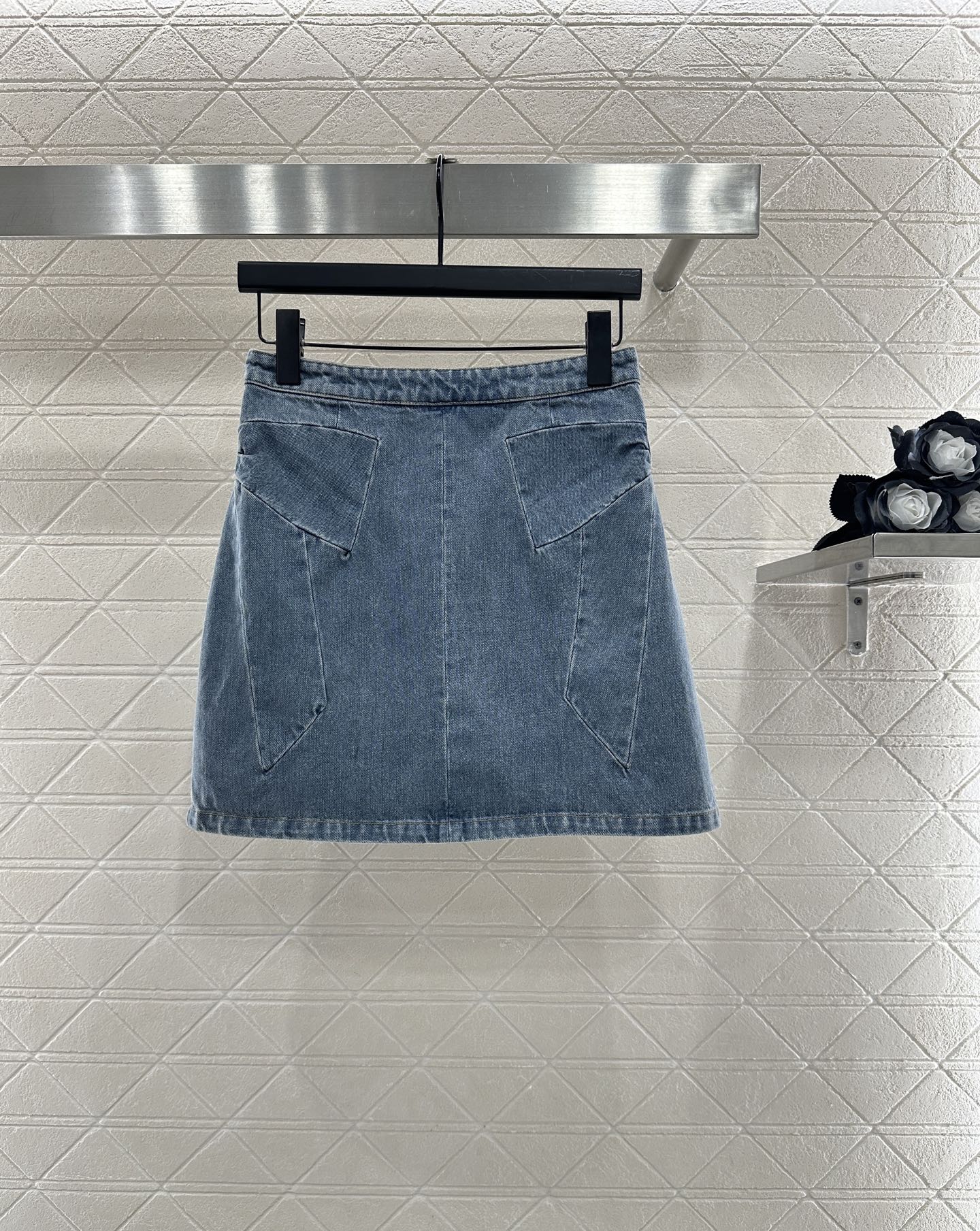 Bow denim short skirt