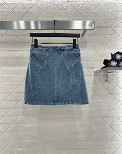 Bow denim short skirt