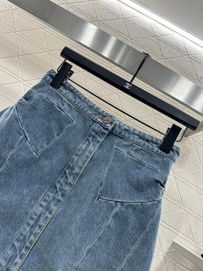 Bow denim short skirt