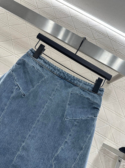 Bow denim short skirt