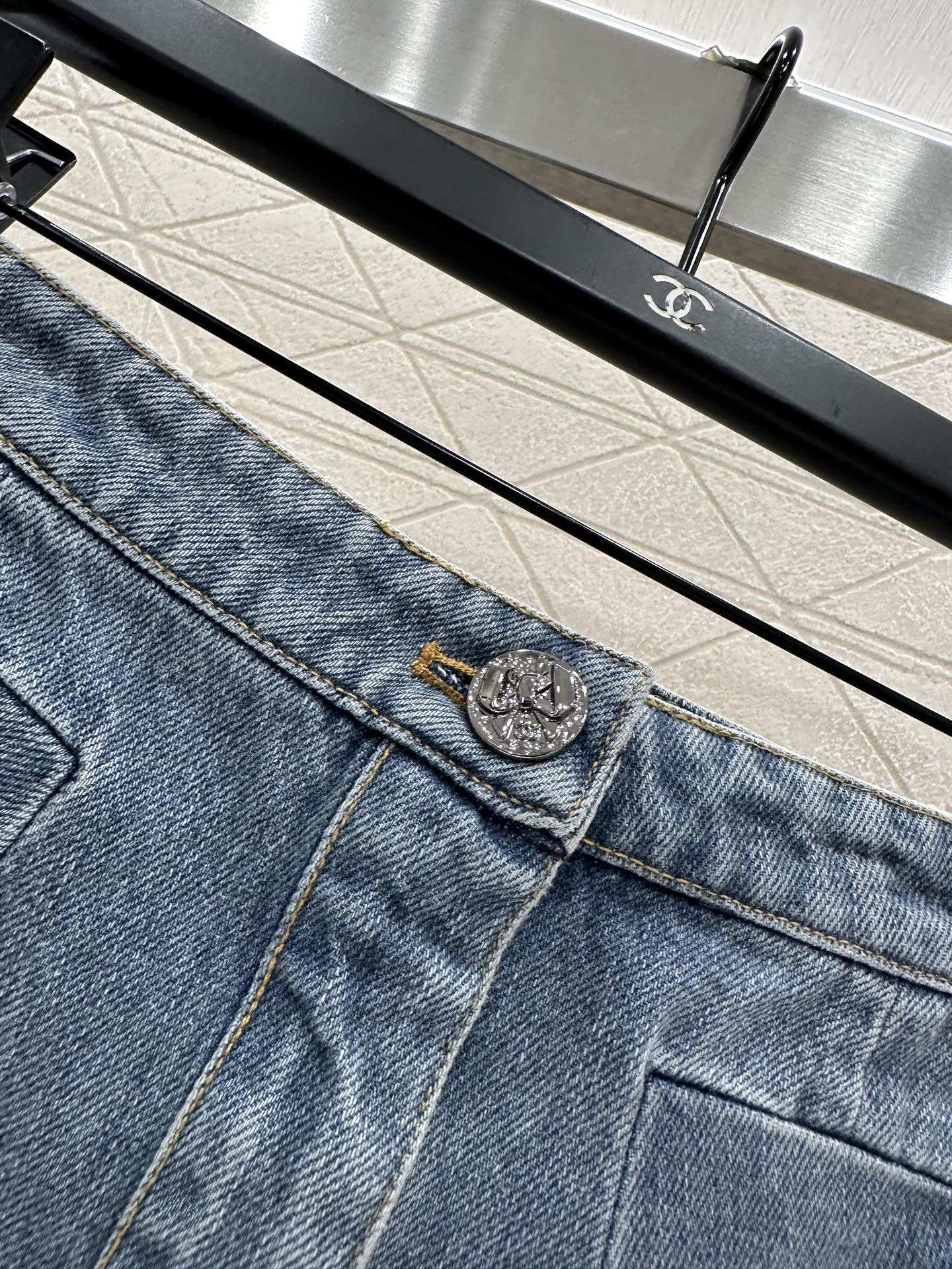 Bow denim short skirt