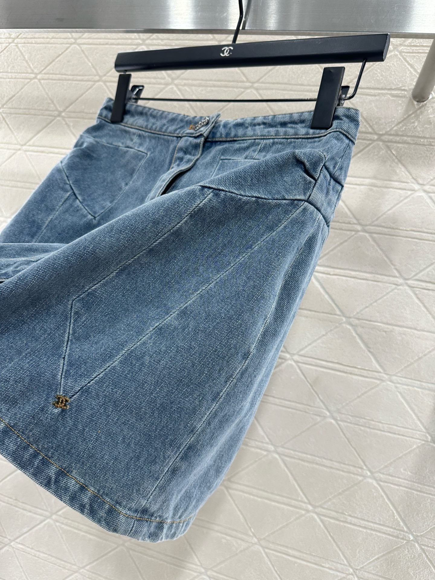 Bow denim short skirt