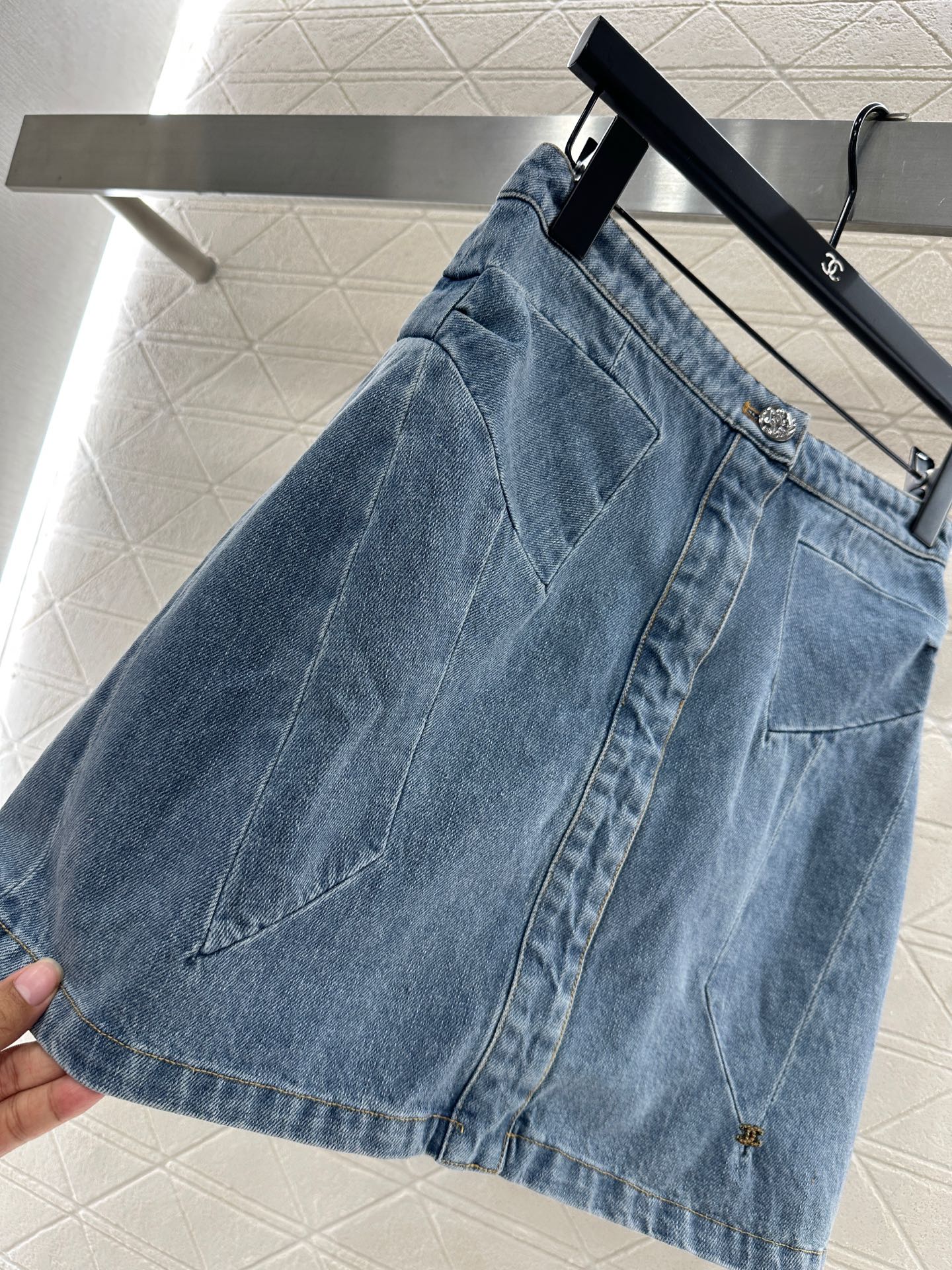 Bow denim short skirt