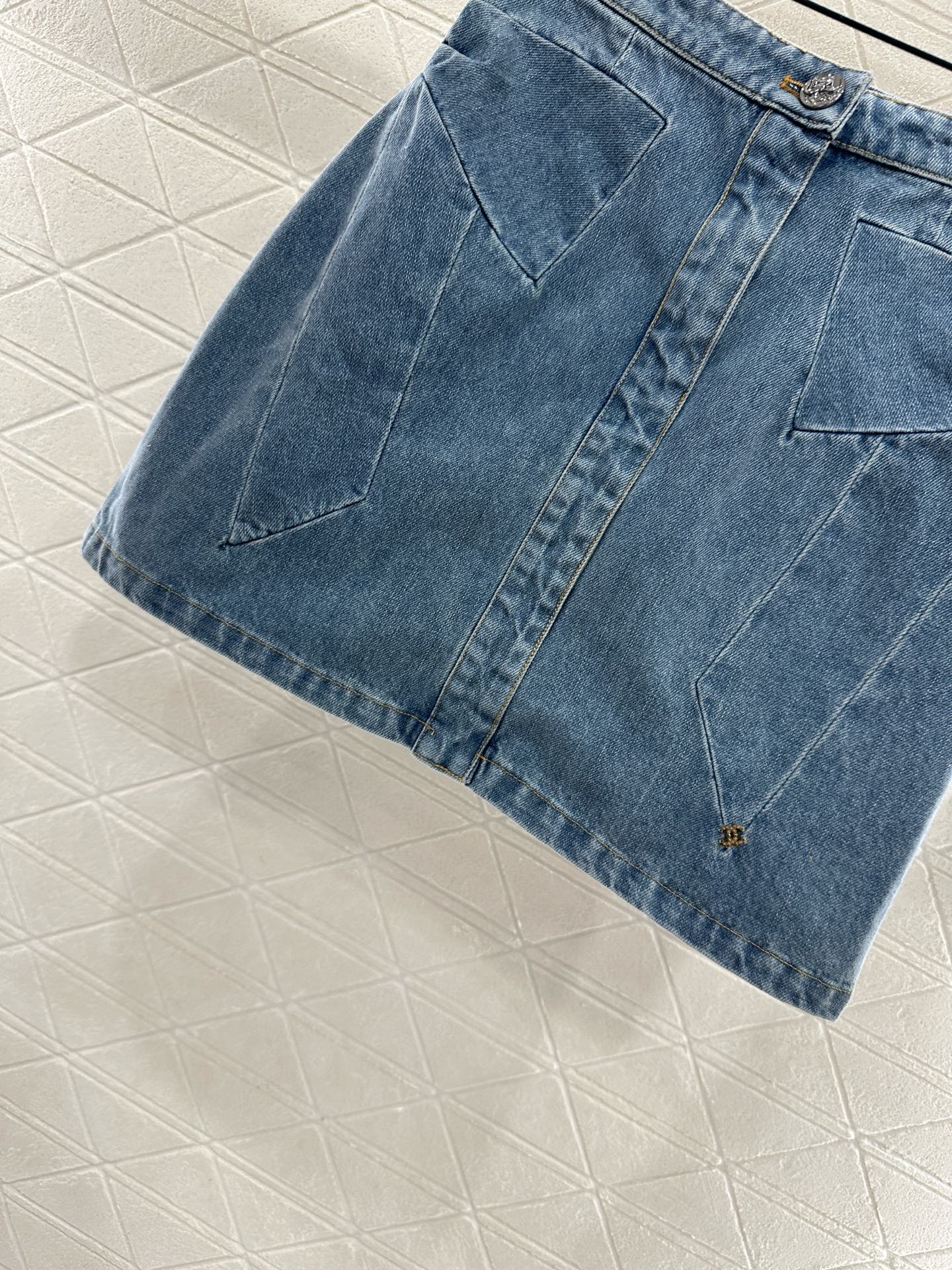 Bow denim short skirt