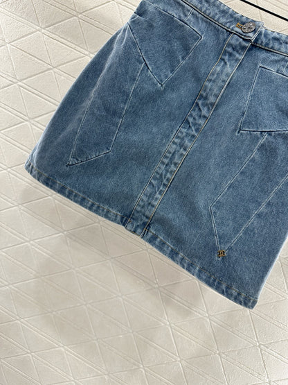 Bow denim short skirt