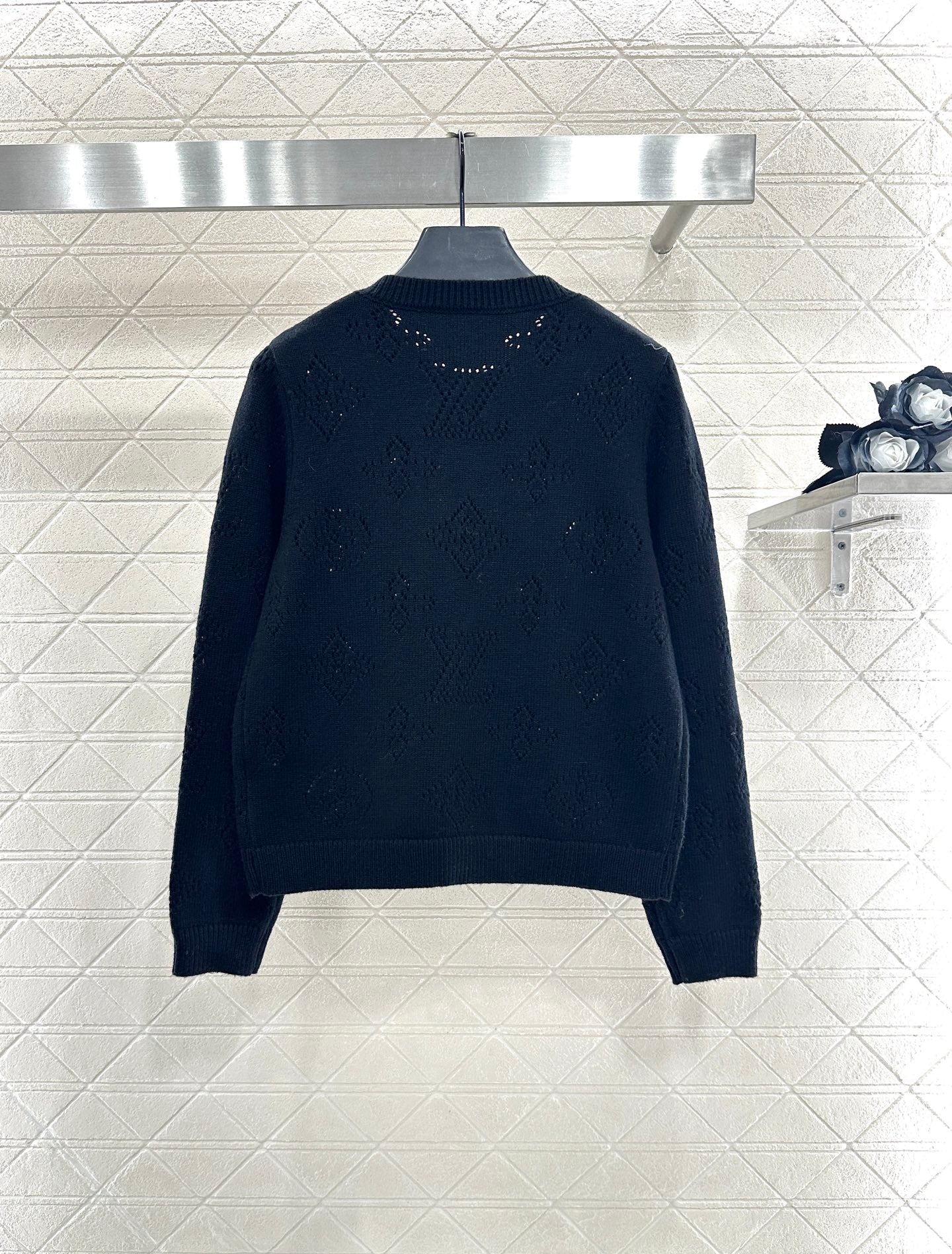 Jacquard knitted cardigan pleated skirt set