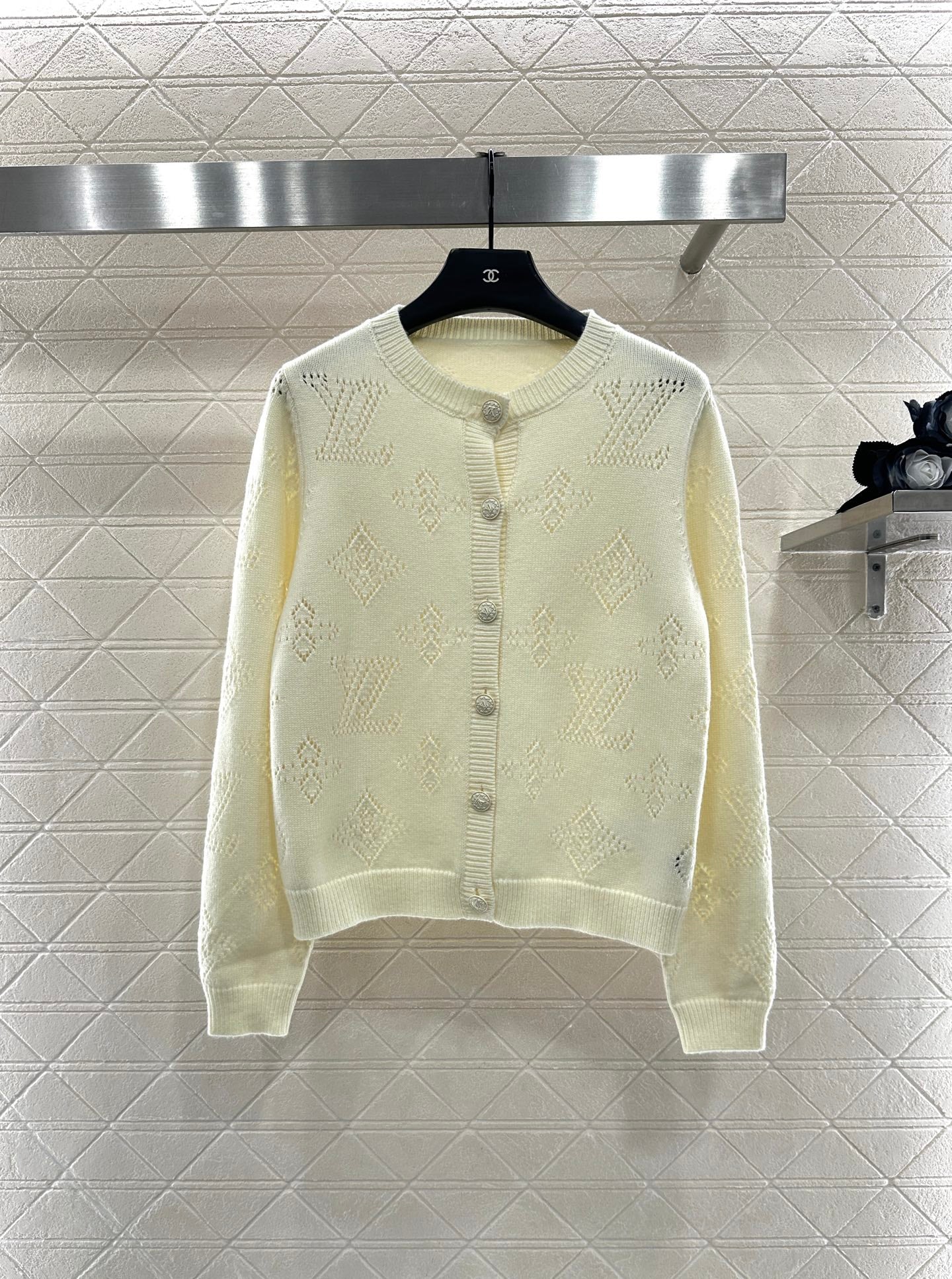 Jacquard knitted cardigan pleated skirt set