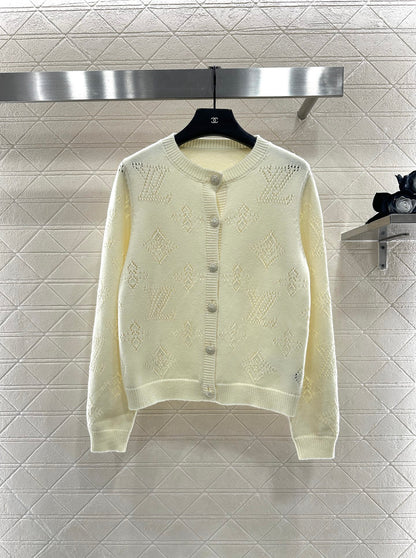 Jacquard knitted cardigan pleated skirt set