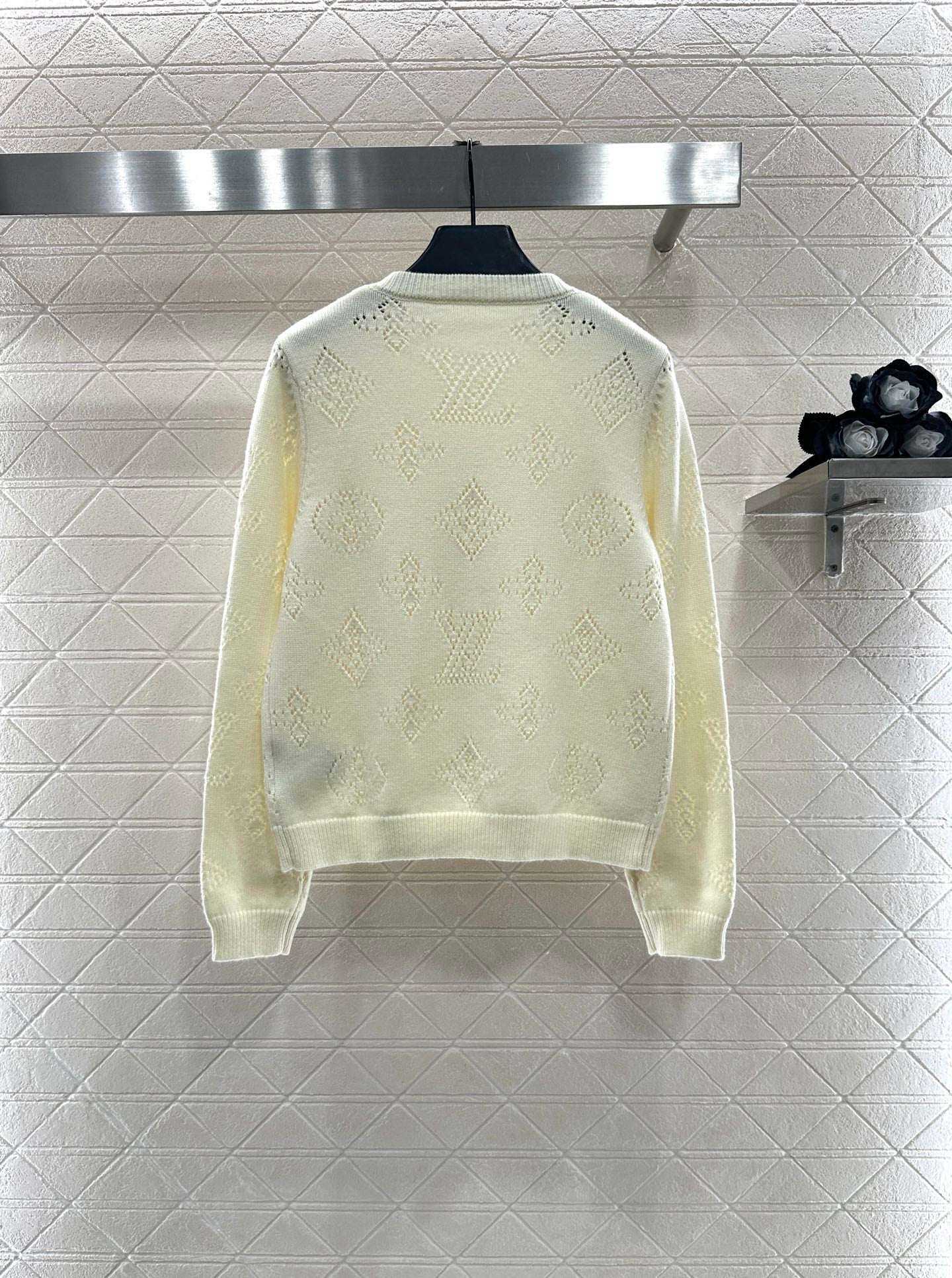 Jacquard knitted cardigan pleated skirt set