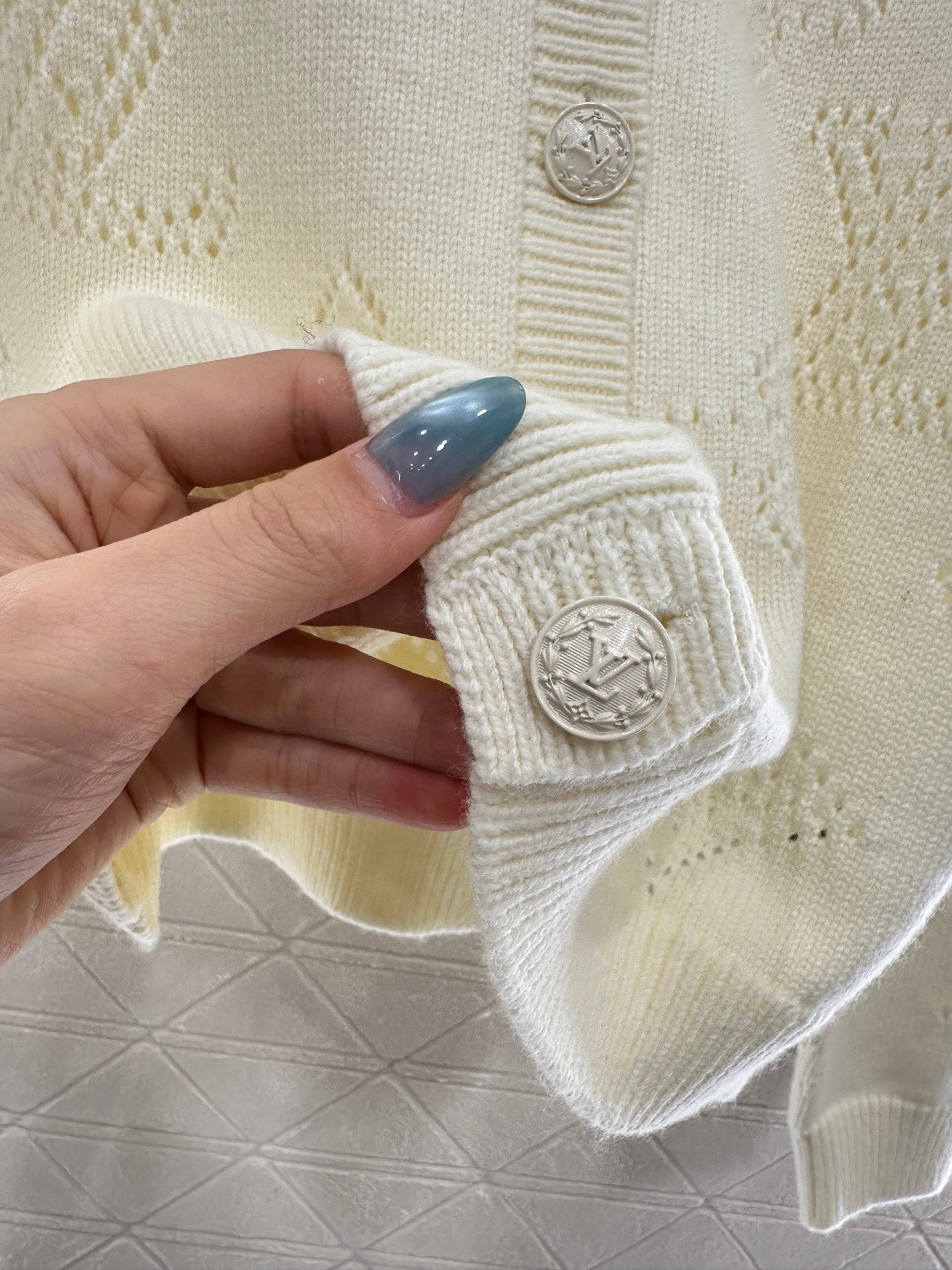 Jacquard knitted cardigan pleated skirt set