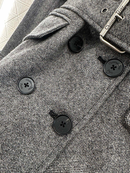 Lapel waistband woolen coat