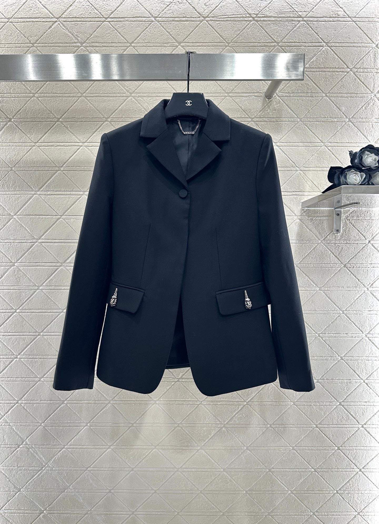 Collar suit jacket shorts set