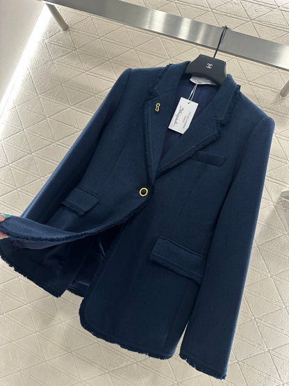 Woolen edge pocket suit jacket