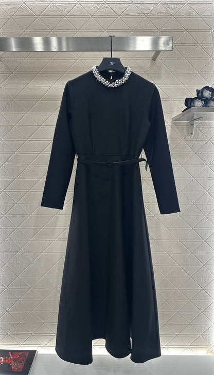 Pearl wrapped waist belt dress