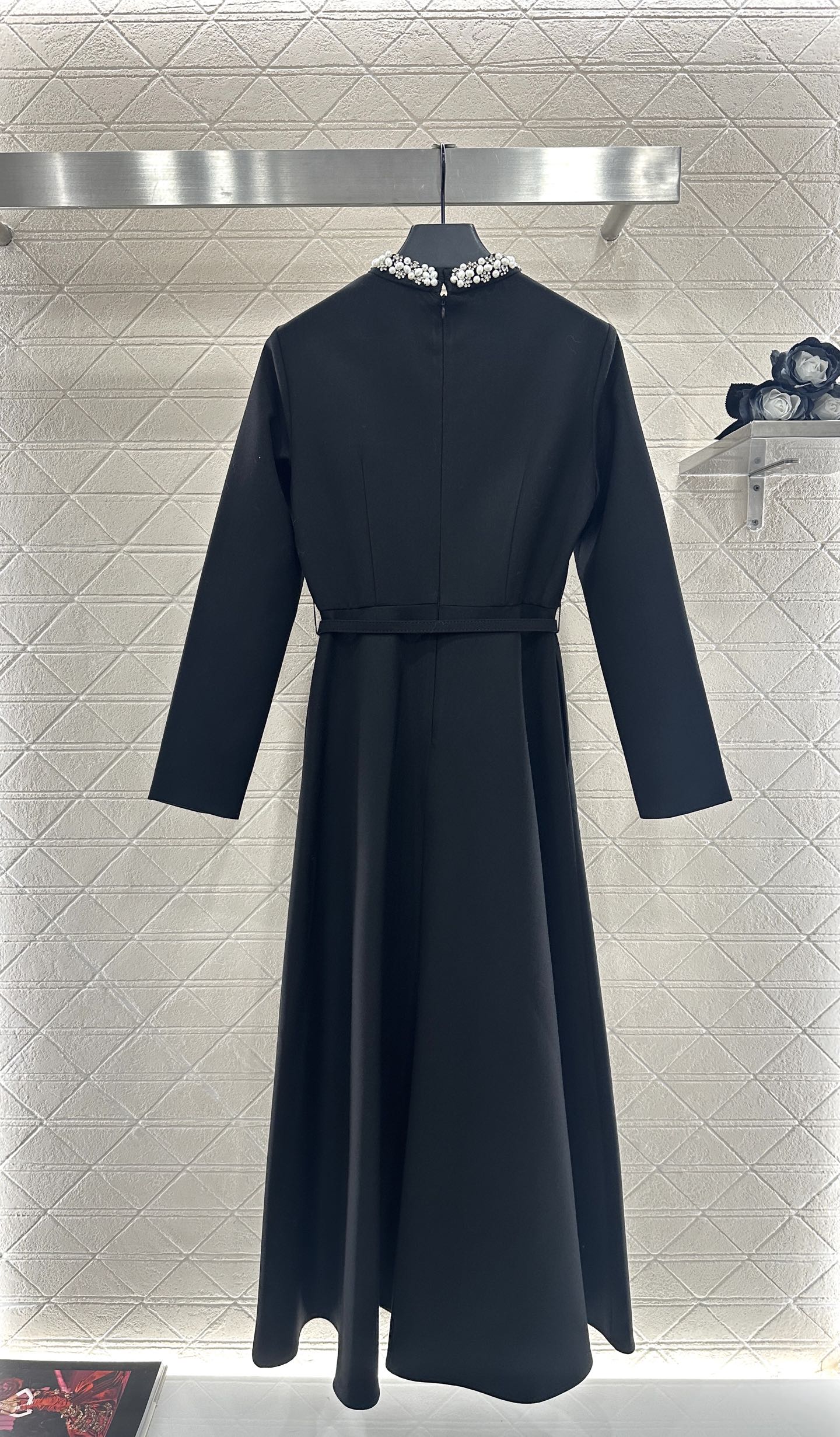 Pearl wrapped waist belt dress