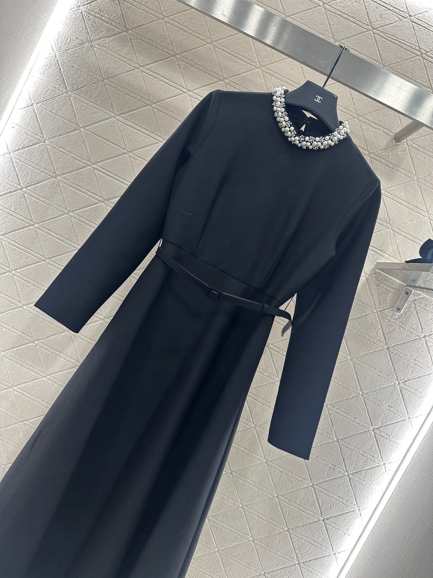 Pearl wrapped waist belt dress