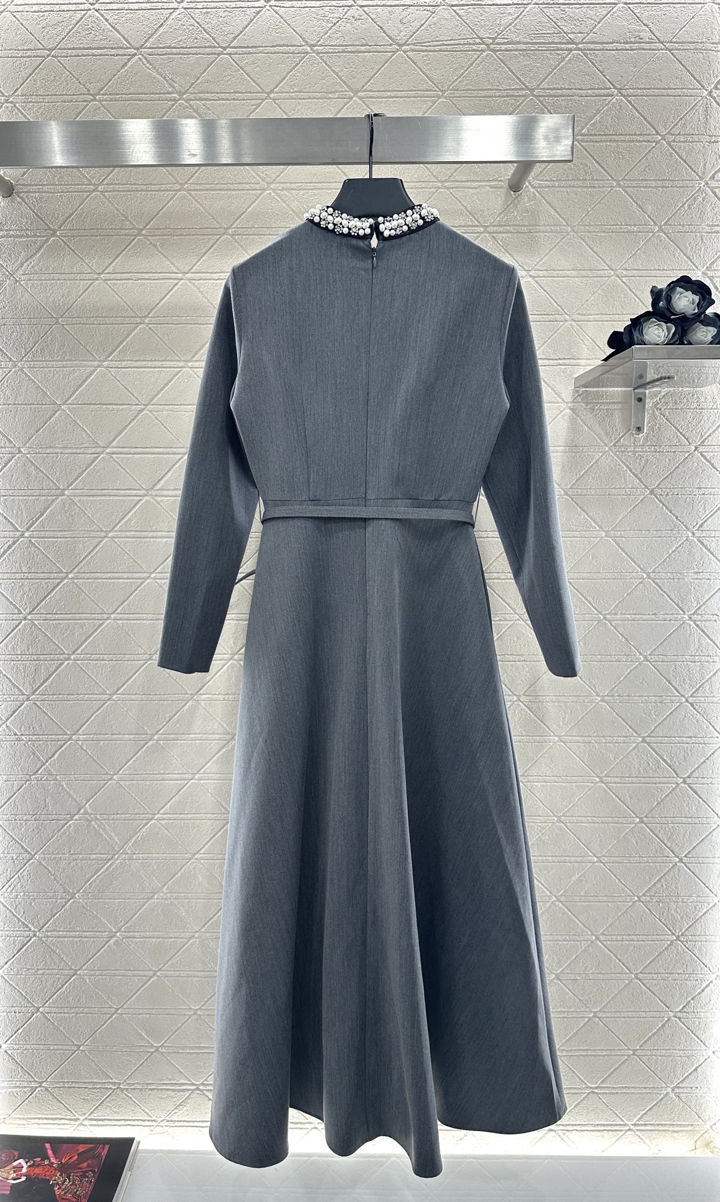 Pearl wrapped waist belt dress