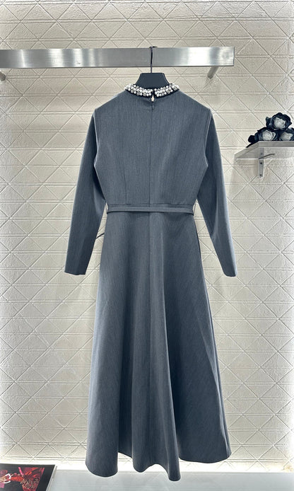 Pearl wrapped waist belt dress