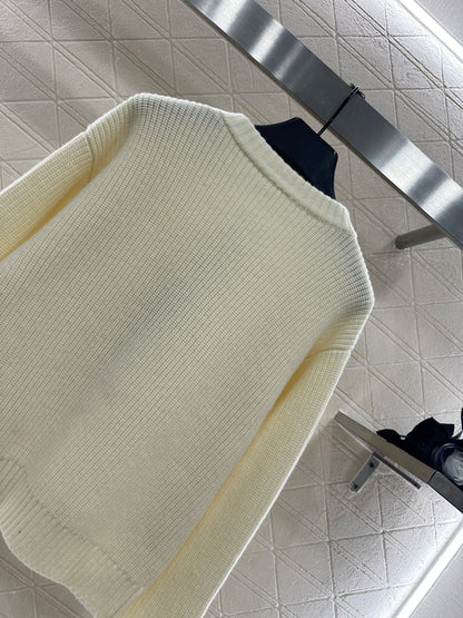 Round neck bow tie plain knit cardigan