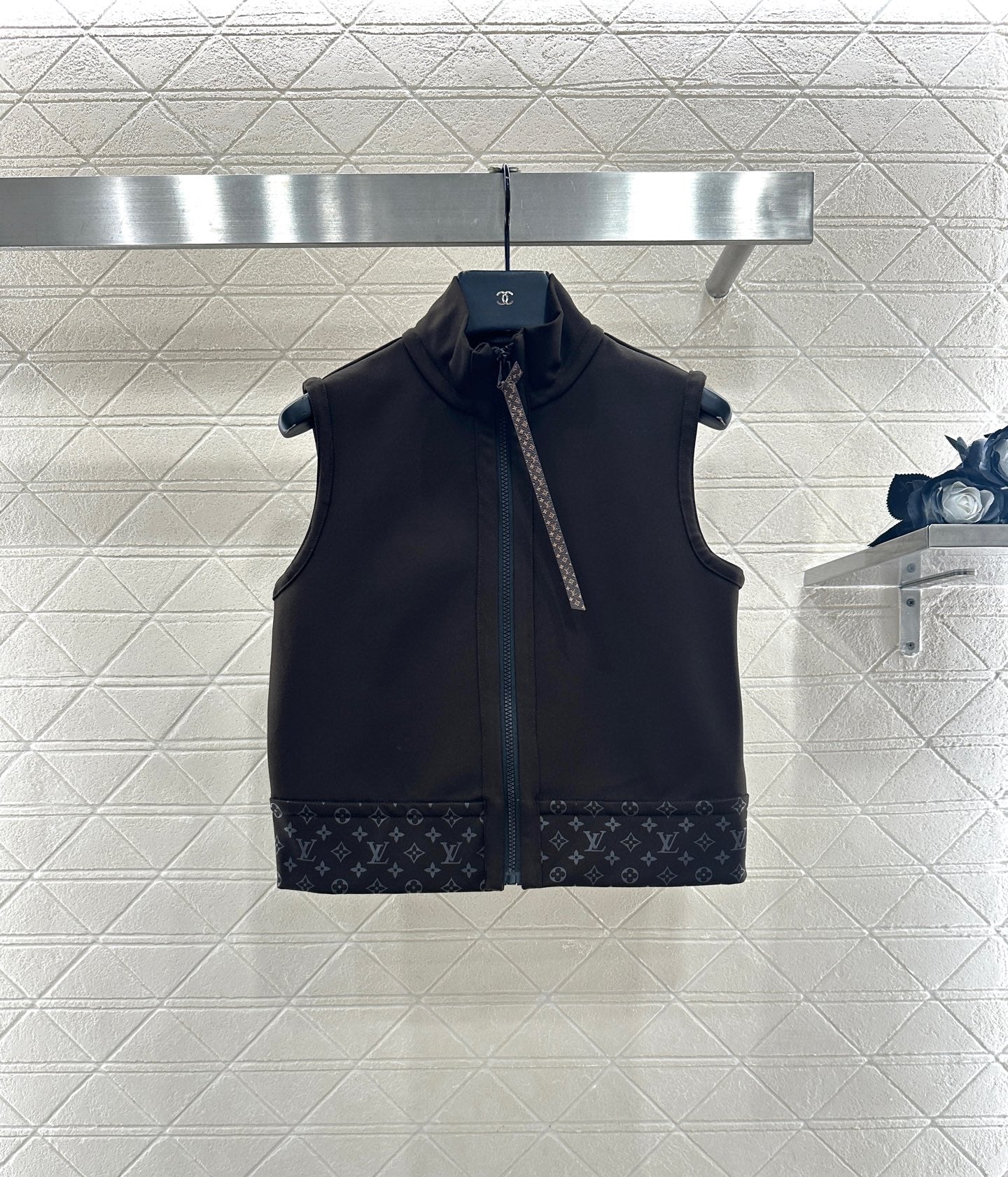 Zipper vest pants set