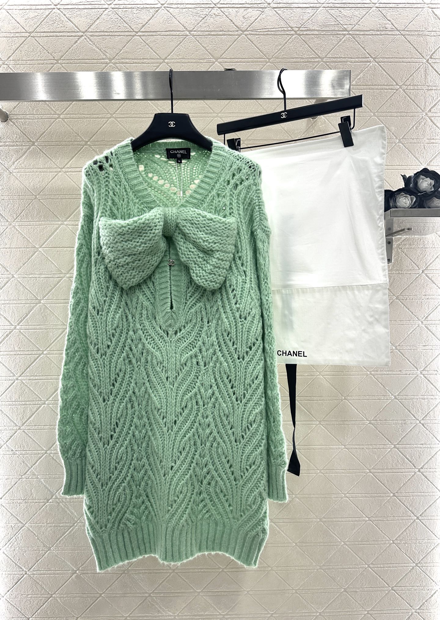 Bow hollow knitted skirt