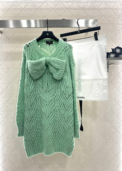 Bow hollow knitted skirt