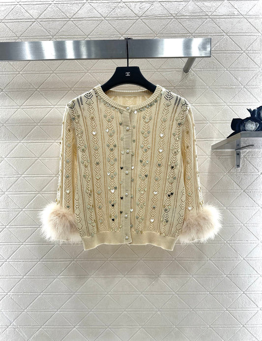 Sequined knitted cardigan
