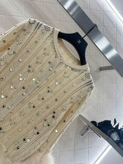 Sequined knitted cardigan