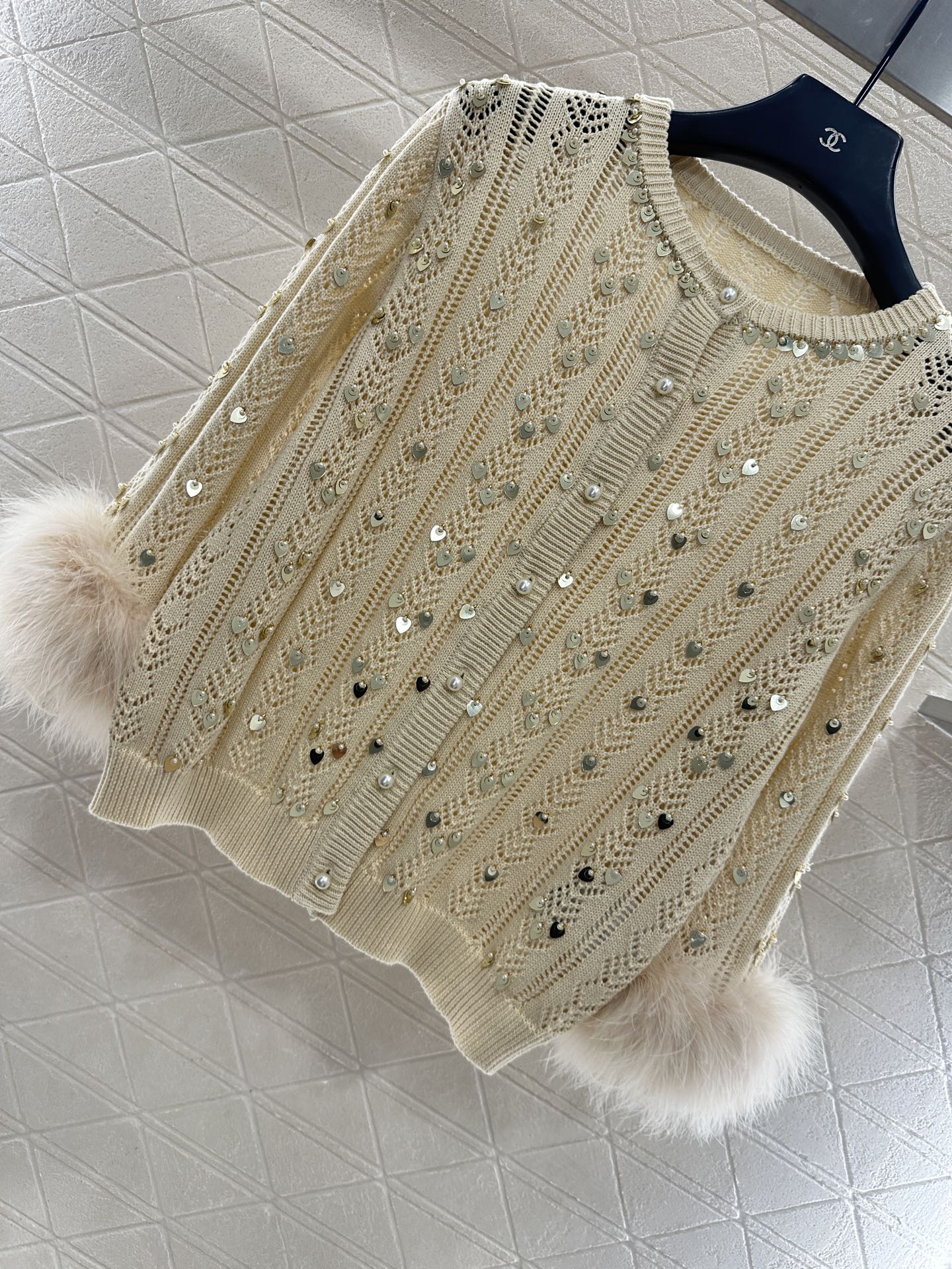 Sequined knitted cardigan