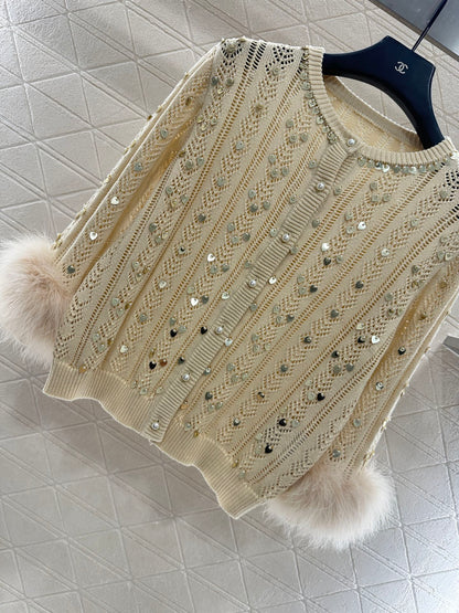 Sequined knitted cardigan